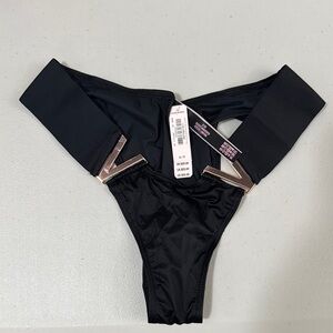 Victoria's Secret Black Satin Thong Panties
